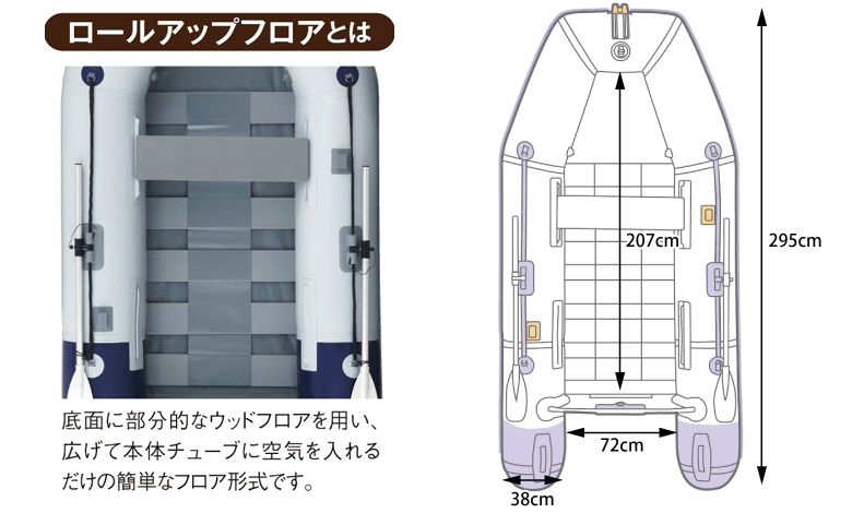 4人乗り ゴムボート プラスバリューセット NB295WB ウッドフロアモデル 