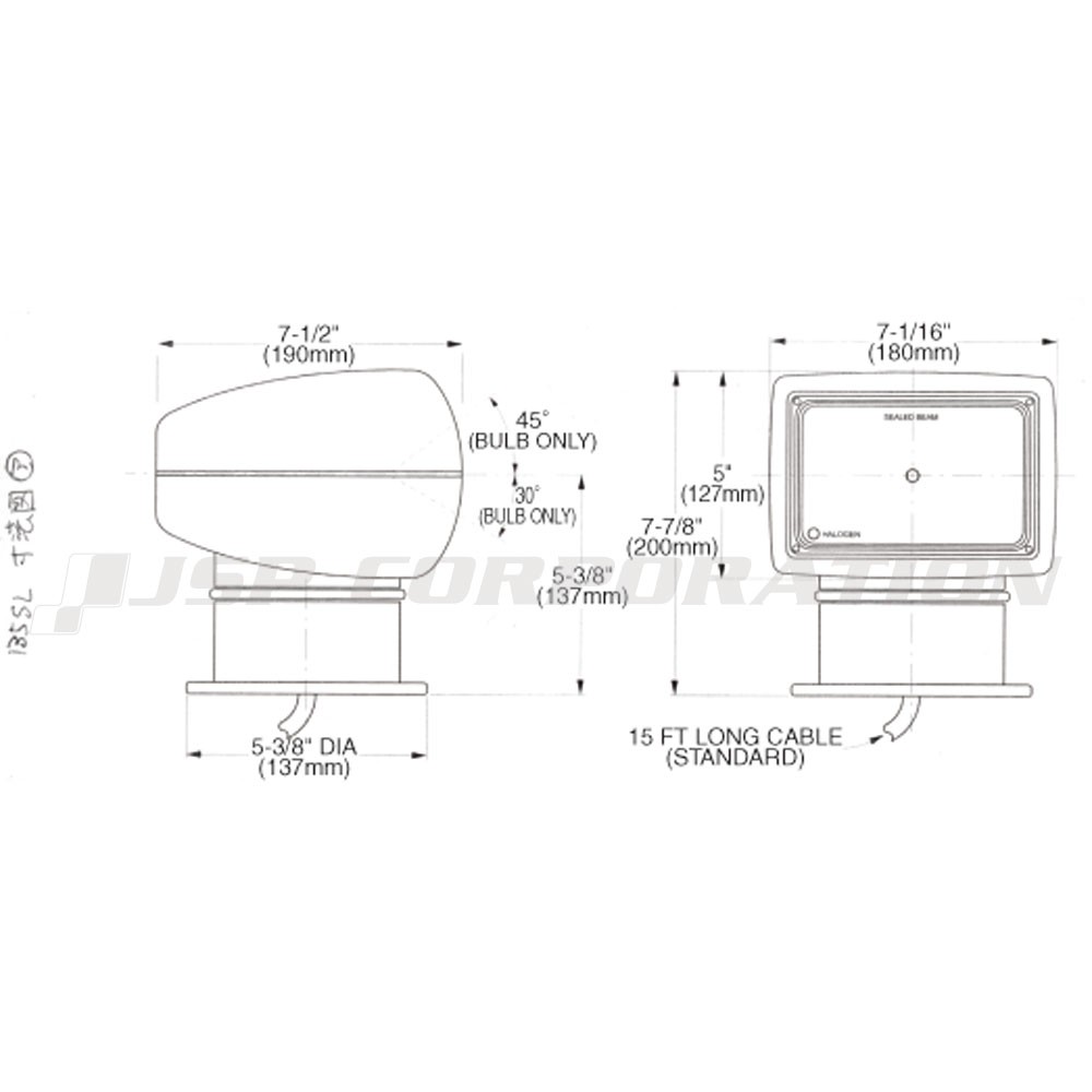 135SLサーチライト 12V JABSCO(ジャブスコ)｜ネオネットマリン通販