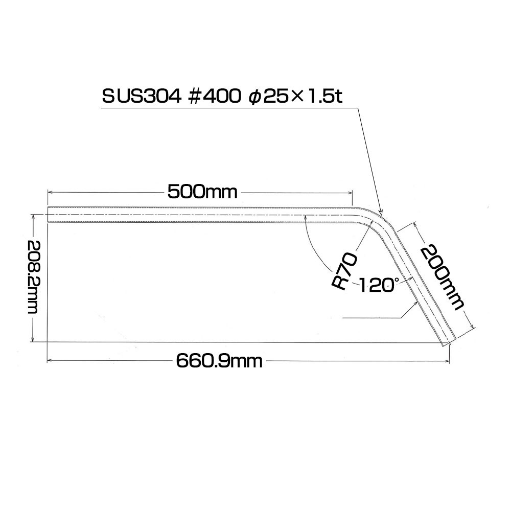 ステンレスパイプ 曲げ加工25φ 60度 ｜ネオネットマリン通販