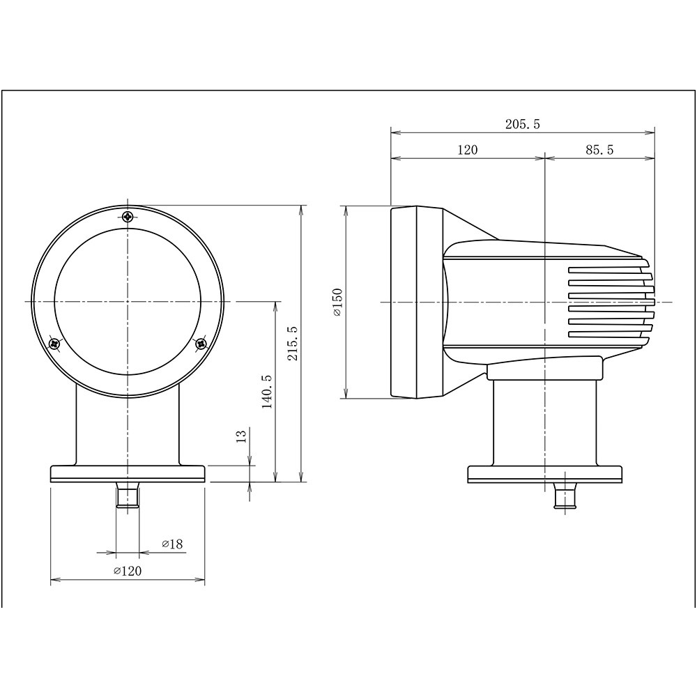 LED シングルサーチライト HRL-1100 DC12/24V ボート用品 電装品-