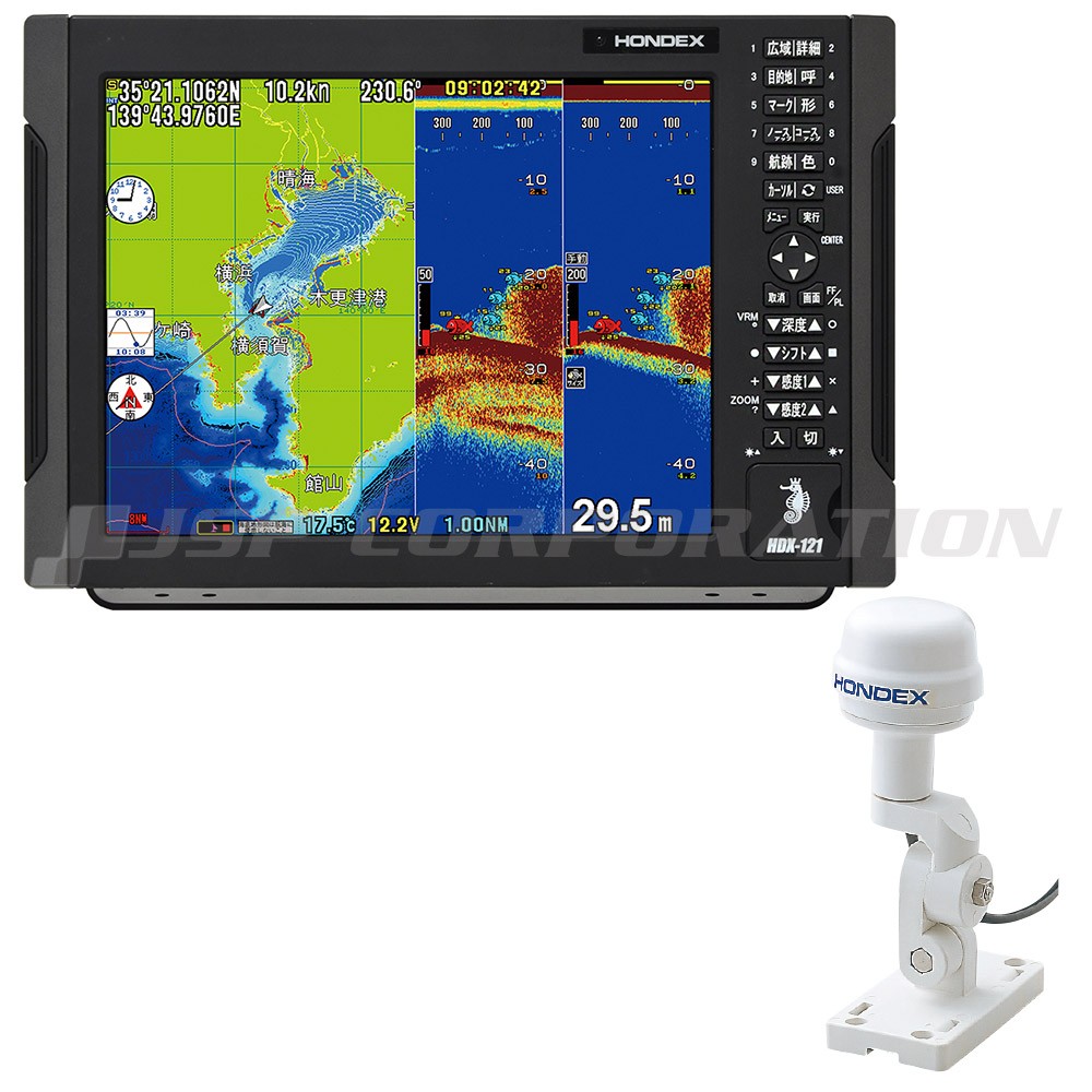 交換無料 ホンデックス 12.1型 GPS 魚探 HE-1211 GPSアンテナ外付仕様 600W 50 200KHz 2周波 魚群探知機  terahaku.jp