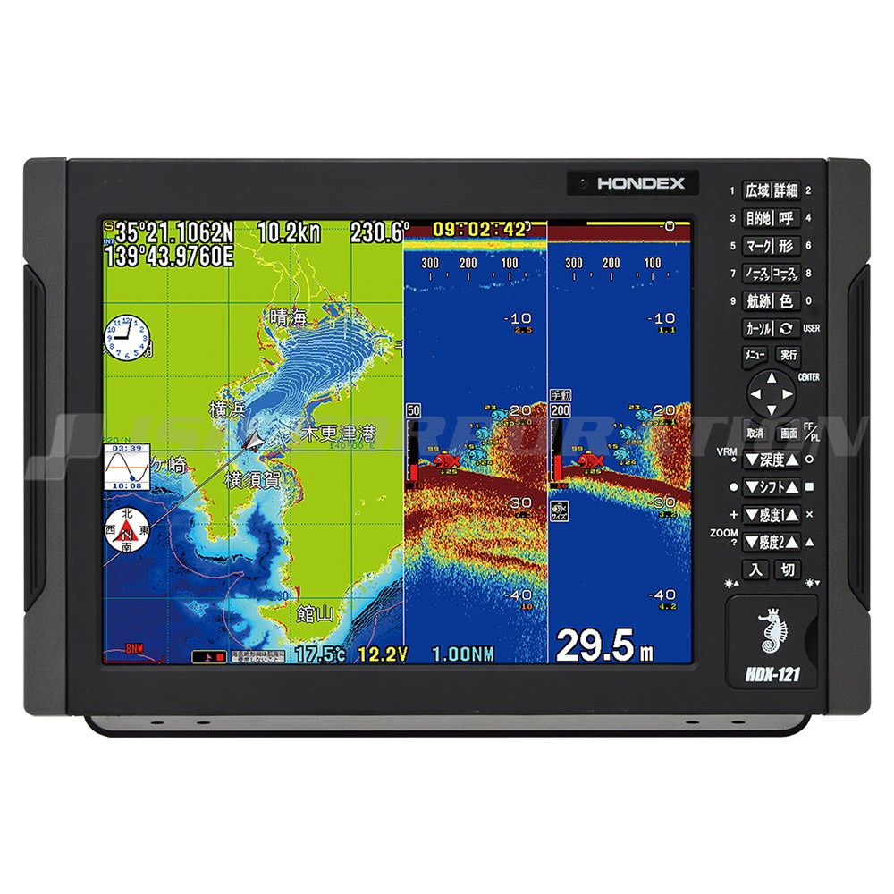 12.1型カラー液晶 GPSプロッター魚探 HDX-121 GPSアンテナ内蔵仕様 