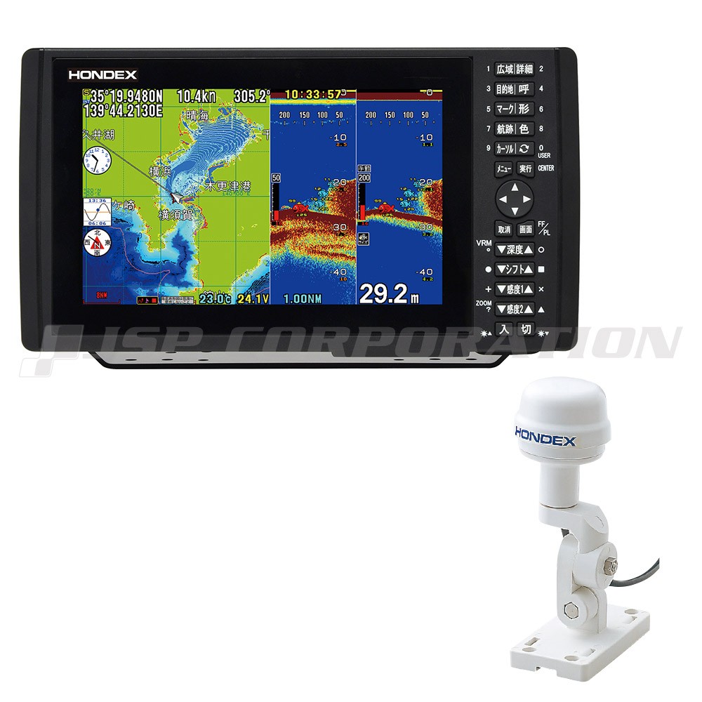 9型ワイドカラー液晶 GPSプロッター魚探 HDX-9 GPSアンテナ外付仕様 