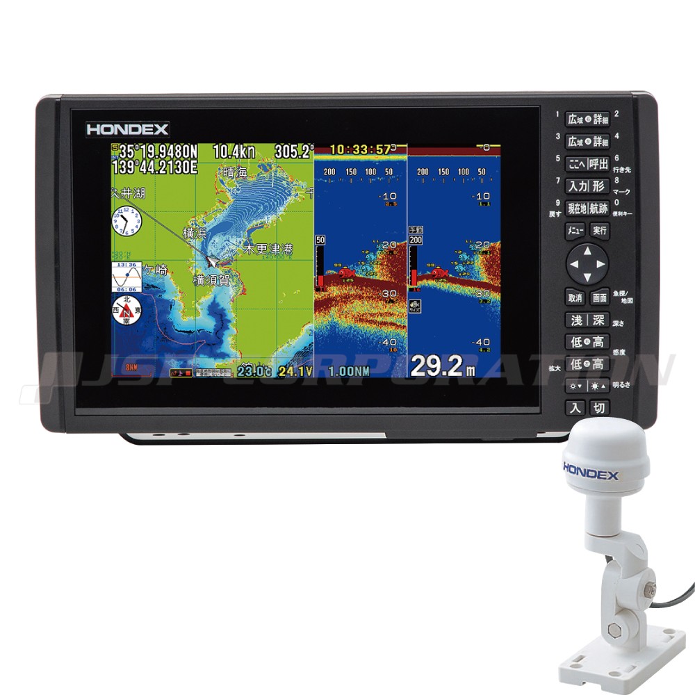 HE-90S GPSアンテナ外付仕様 9型ワイドカラー液晶 GPSプロッター魚探 