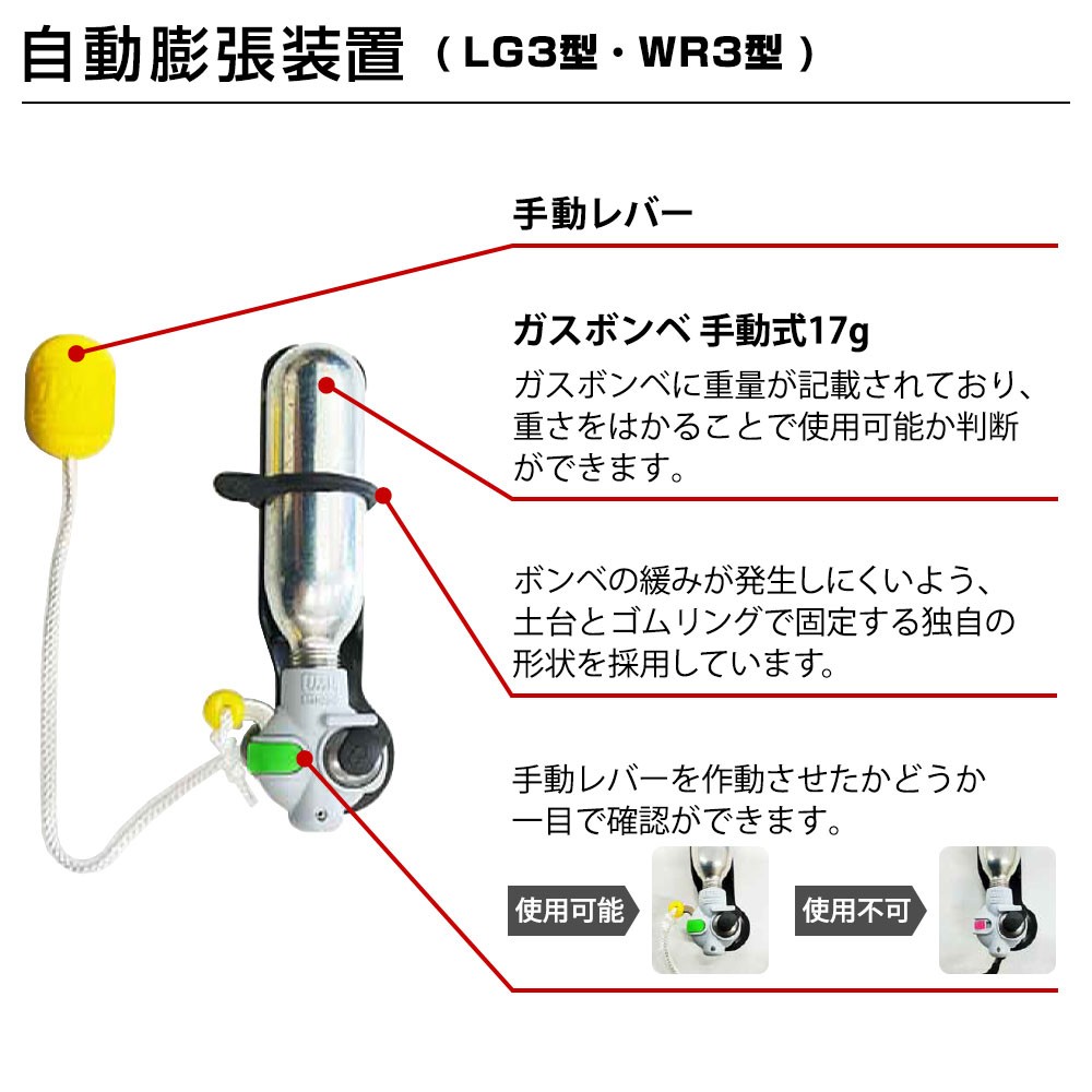  手動膨張式 ライフジャケット ベルト式／オーシャンWR-3 MI 国交省認定品 タイプA 検定品 桜マーク付 (レッド), オーシャンライフ