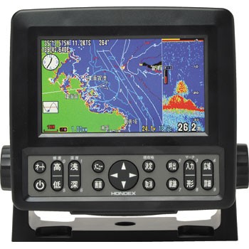 5型ワイドカラー液晶 GPSプロッター魚探 HE-601GP GPSアンテナ内蔵 