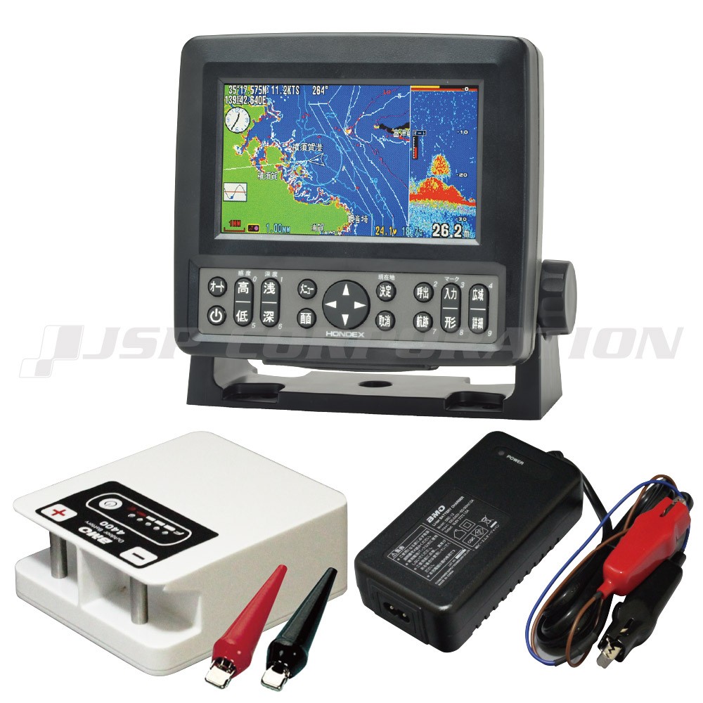 5型ワイドカラー液晶 GPSプロッター魚探 HE-601GPII GPSアンテナ内蔵 