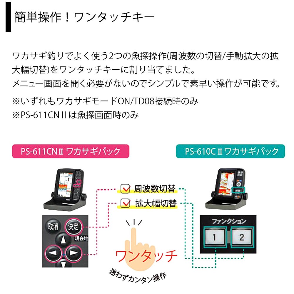 PS-610CII ワカサギパック BMOバッテリーセット 5型ワイドカラー液晶 魚群探知機 TD08振動子 100W 150kHz-300kHz  単周波 HONDEX(ホンデックス)｜ネオネットマリン通販