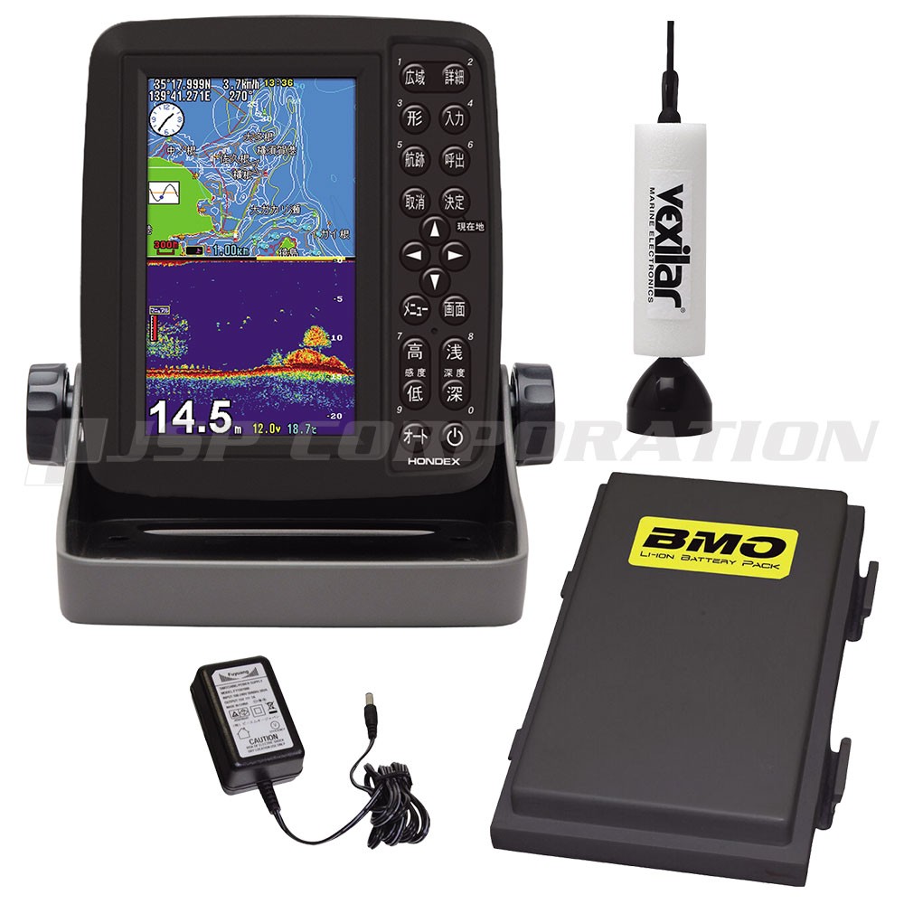 5型ワイドカラー液晶 GPSプロッター魚探 PS-611CN ワカサギパック 