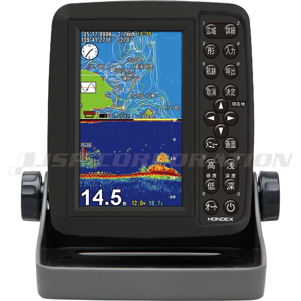 5型ワイドカラー液晶 GPSプロッター魚探 PS-611CN GPSアンテナ内蔵 ...