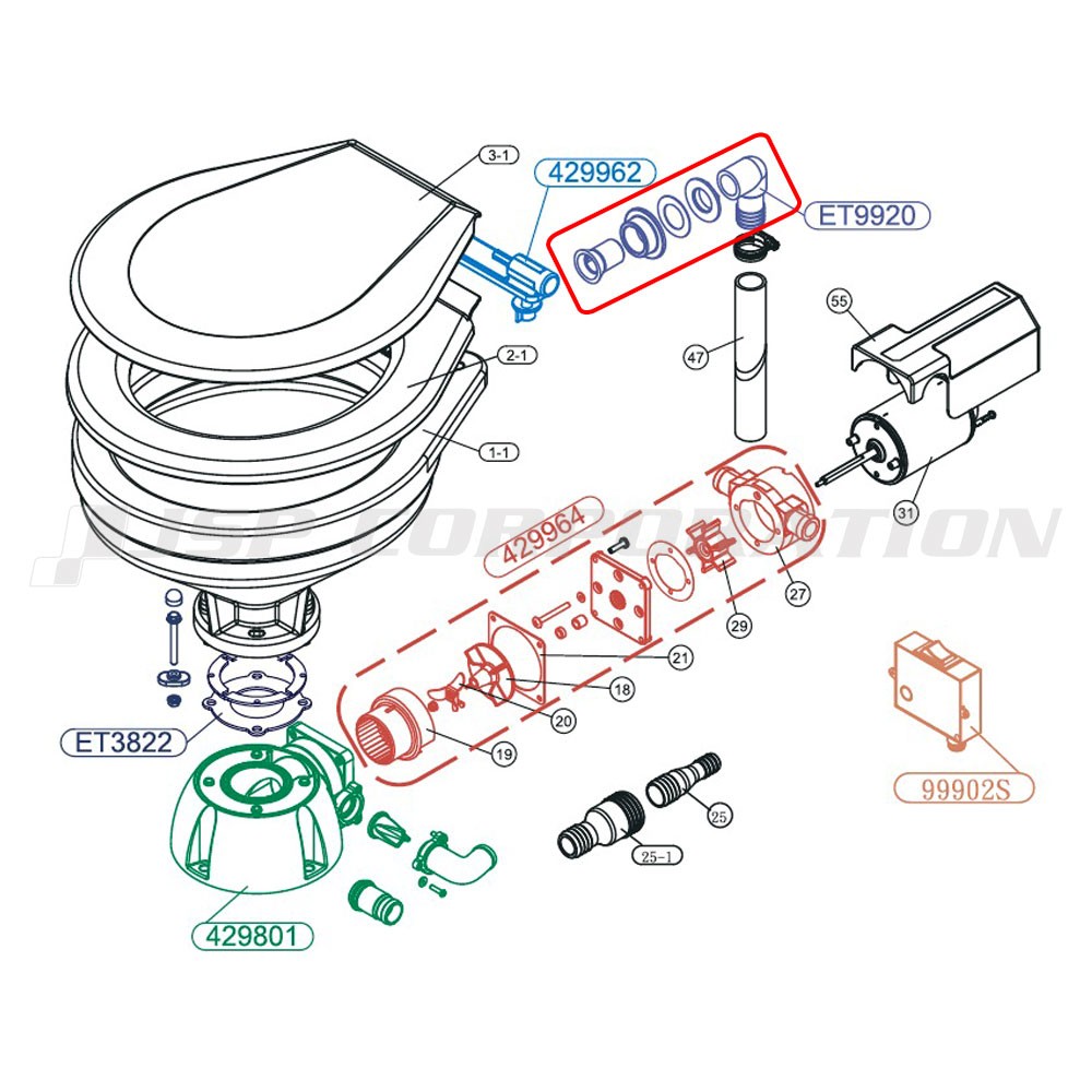 パイプジョイントキット マリントイレ用 補修部品 電動トイレ用 ET9920 TMC(ティーエムシー)｜ネオネットマリン通販